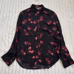 H&M DIVIDED 花柄シャツ ブラウス ブラック レッド エイチアンドエム