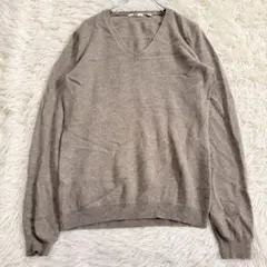 7598 美品✨ユニクロ カシミヤ100% ベージュ Vネックセーター 綺麗め
