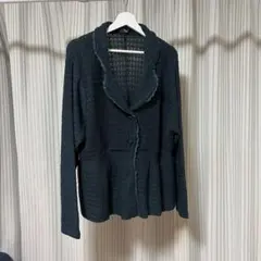 ダークグリーン フリル付きカーディガンのサムネイル