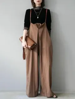 Lumier　ヘリンボーンストライプサロペット 　リュミエ　サロペ サロペット