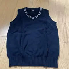 COMME CA ISM ネイビー Vネック ニットベスト 140A