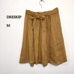 DRESKIP フレアスカート Mサイズ ブラウンひざ丈d837のサムネイル