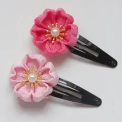 和装や卒業式にも◎桜のつまみ細工パッチンどめ