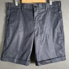 BOYCOTT ネイビー ショートパンツ デニム風 ボタン付き メンズ