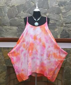 大きいサイズOK タイダイ ゆったり キャミ チュニック エスニック 7-17号