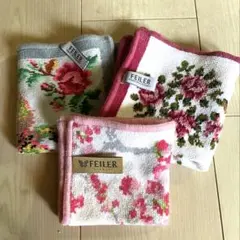 FEILER 花柄タオルハンカチ 3枚セット