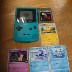 ジャンク。ニンテンドーゲームボーイカラー ターコイズ 本体 + ポケモンカード