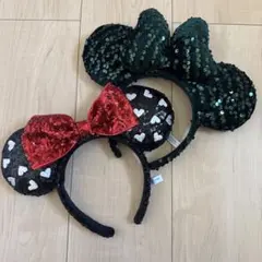 ミニーマウス　スパンコールカチューシャ　2点セット