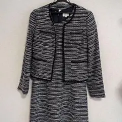 ネイビーとホワイトのツイード風ワンピーススーツ　　　　　9号