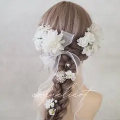 ウェディング ベッドドレス ホワイト髪飾り／結婚式　前撮り 成人式 卒業式⑦