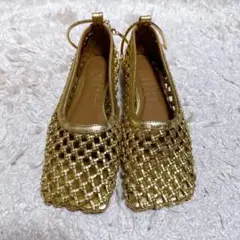未使用級✨Le Talon GRISE フラットシューズ　ゴールド　23.5