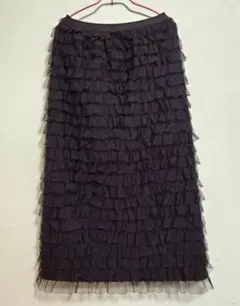 TORRAZZO DONNA メッシュフリル Iラインスカート ブラック Fのサムネイル