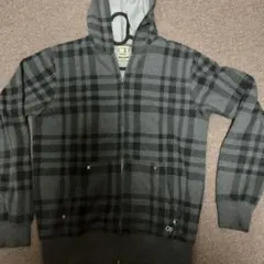 グレーチェック柄フード付きパーカー