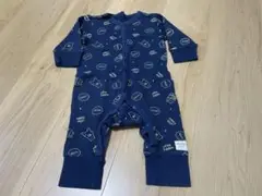 ネイビー 長袖 ロンパース ワッフル