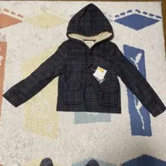ネイビー系チェック ダッフルコート