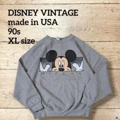 希少イラスト★Disney90sミッキースウェットXLグレーUSA製ヴィンテージ