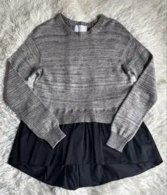 SONO 裾フリル異素材ニット　美品M