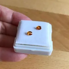 天然石 オレンジサファイア ルース2石セット