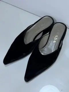 PRADA プラダ ベロア ミュール サンダル ブラック 37.5のサムネイル