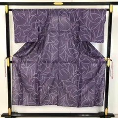 夏着物 小紋 絽 松葉模様 紫色 KK-2223