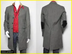 新品ディースクエアード　オイルドコットン×ツイードレイーヤードコート　サイズ44