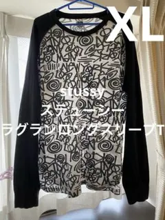 stussy ステューシー　ラグランロングスリーブT 総柄　00s XL