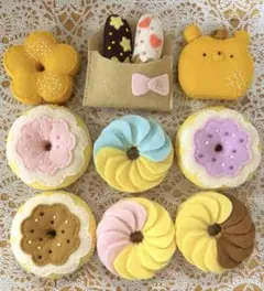フェルト　おままごと　カラフル　ドーナツ　９点セットのサムネイル
