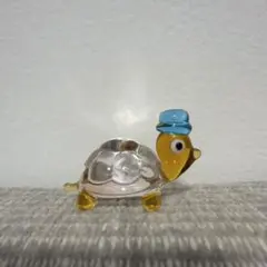 ガラス細工 亀 置物 オブジェ
