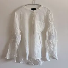 1点物✨Theory 【L】 白 ホワイト 長袖 シャツ ブラウス ノーカラーのサムネイル