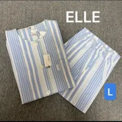 《新品》ELLE エル　オシャレな薄手パジャマ　半袖8分ズボン　L 水色のサムネイル