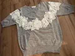 アクアガール AG by aquagirl ニット カットソー レース 五分袖