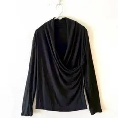 ☆【ダーマコレクション】カシュクールカットソー 長袖 無地 エレガント LL