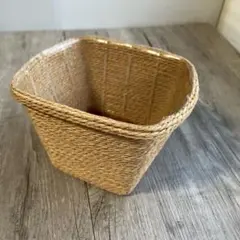 B-壁ストローバスケット 鉢カバー 小物入れ（内側ビニール加工）スクエア型