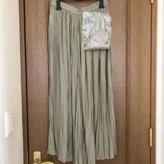 UNIQLO ワッシャーサテンロングスカート パンツ54 Green L