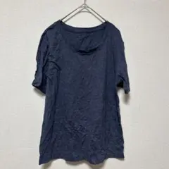 ダークブルー 半袖Tシャツ ゆったり【FREE】