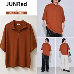 JUNRed ハーフジップ プリーツ オレンジ L 夏のサムネイル