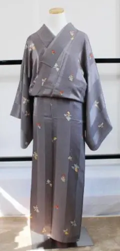 反物 秀品 紬 織宝つむぎ 縦縞 灰紫 正絹 中古 : リユース