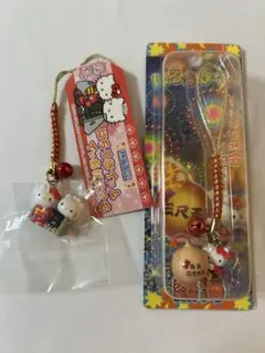 未開封品】岡山限定・ご当地キティ 根付け ストラップ・チャーム 2点