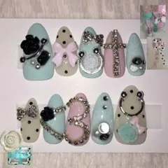 No.40 ネイルチップ ウィッシュコア y2k ドット バラ