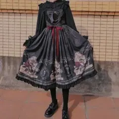 【大人気☆美品】ブラックロリータワンピ 黒ゴスロリ 闇かわいい フレアワンピース