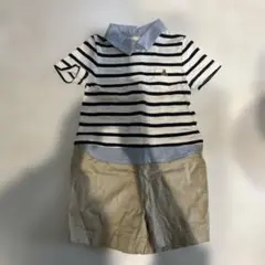 GAP ストライプ　ポロシャツ風　ロンパース90cm