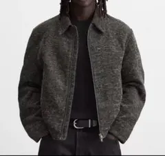 ZARA コンビクロシェ ジップアップブルゾン 丈短め ボックスシルエット 