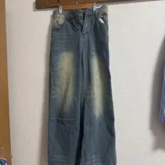 ダメージ加工ハイウエストデニムパンツ