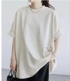 ゆったり体型カバー！無地オーバーサイズモックネックTシャツ　　recaのサムネイル
