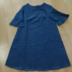 ロペピクニック　デニム フレアスリーブ ひざ丈ワンピース　チュニック