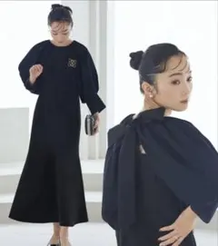 構築スリーブマーメイドシルエットロングワンピース結婚式 二次会 パーティードレスのサムネイル