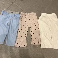 子供用パンツ 3点セット デニム ハート柄 ホワイト