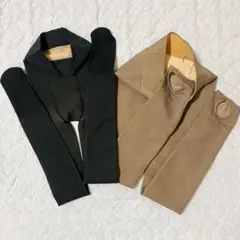 裏起毛　フェイクタイツ 黒　フェイクトレンカ コーヒー 薄茶