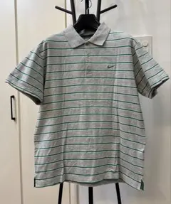 ナイキ　Nike ポロシャツ XL グレー/グリーン　ボーダー　ゴルフウェア