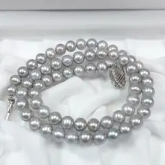 テリ強 淡水真珠 シルバーグレー 6.7mm パールネックレス 豆クラスプ